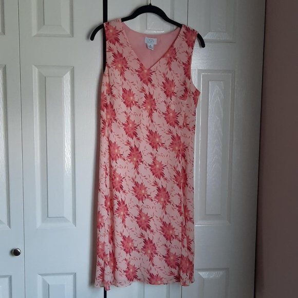 HP⭐ Ann Taylor LOFT Fuchsia Pink Floral V-neck Sleeveless Sundress Size 8P - Picture 2 of 6